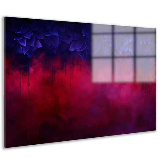 Abstracte paarse en rode rook met bladeren acrylglas