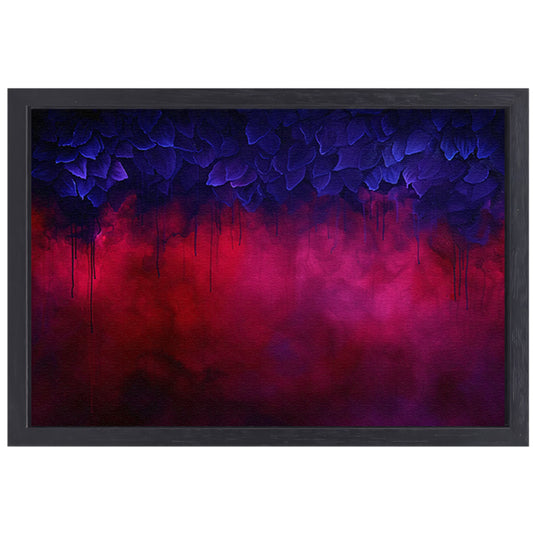 Abstracte paarse en rode rook met bladeren canvas met baklijst