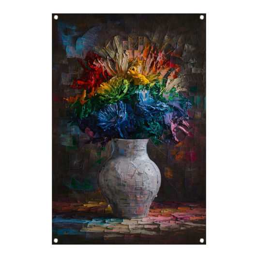 Explosie van Kleur in Vaas tuinposter