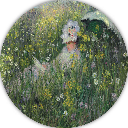 In de weide - Claude Monet aluminium muurcirkel