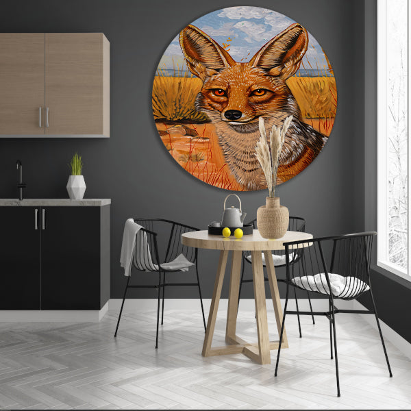 Schilderij van een vos in het veld forex muurcirkel