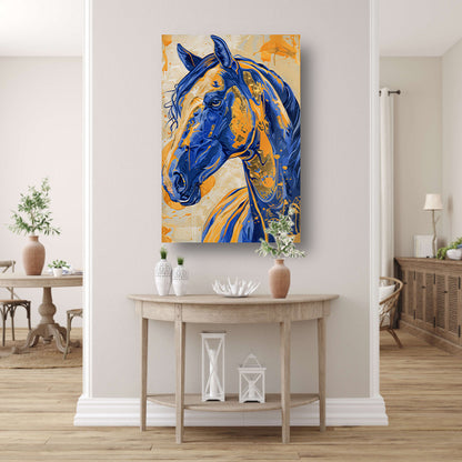 Kleurrijk en dynamisch paardenschilderij acrylglas