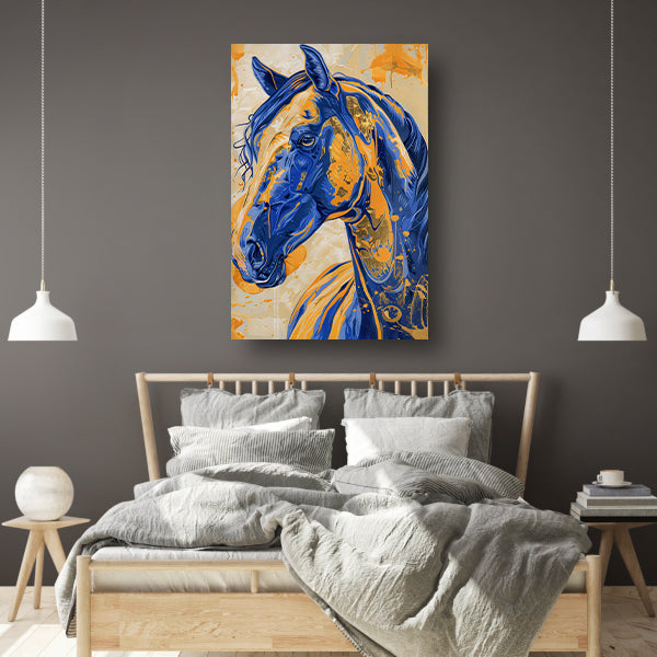 Kleurrijk en dynamisch paardenschilderij acrylglas