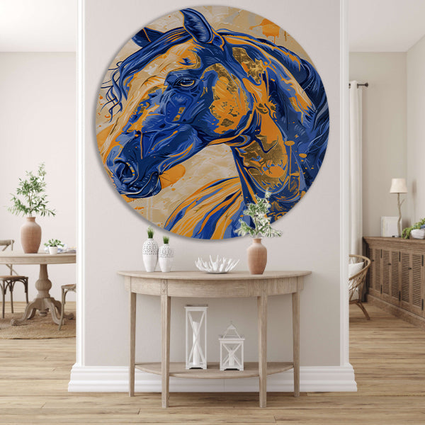 Kleurrijk en dynamisch paardenschilderij forex muurcirkel