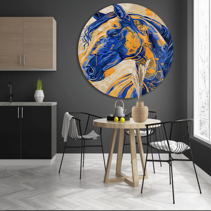 Kleurrijk en dynamisch paardenschilderij forex muurcirkel