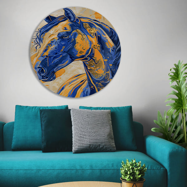 Kleurrijk en dynamisch paardenschilderij forex muurcirkel