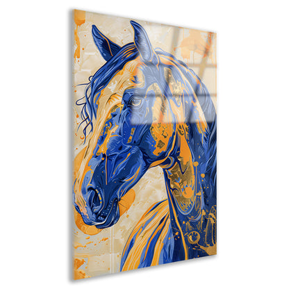 Kleurrijk en dynamisch paardenschilderij acrylglas