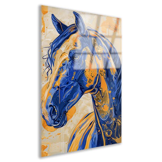 Kleurrijk en dynamisch paardenschilderij acrylglas