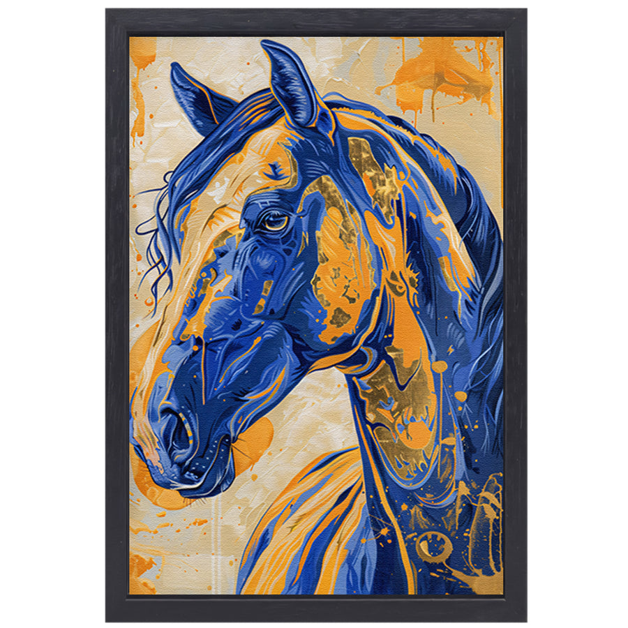 Kleurrijk en dynamisch paardenschilderij canvas met baklijst