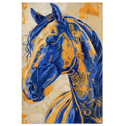 Kleurrijk en dynamisch paardenschilderij tuinposter