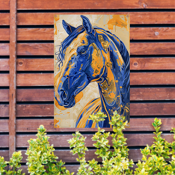 Kleurrijk en dynamisch paardenschilderij tuinposter