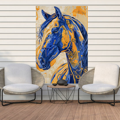 Kleurrijk en dynamisch paardenschilderij tuinposter