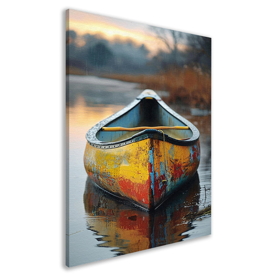 Kleurrijk kano in rustig water canvas