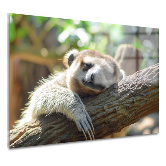 Vreedzame luiaard slapend in het zonlicht acrylglas