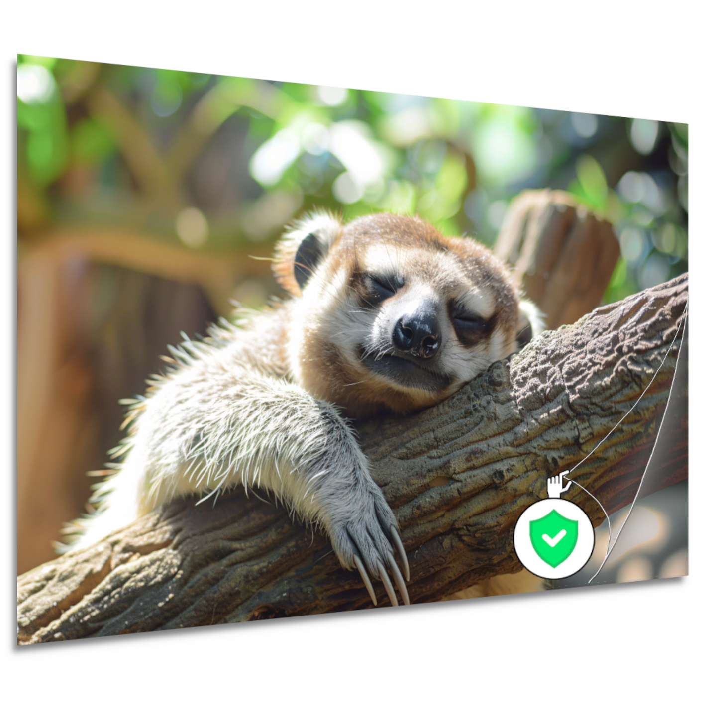 Vreedzame luiaard slapend in het zonlicht poster