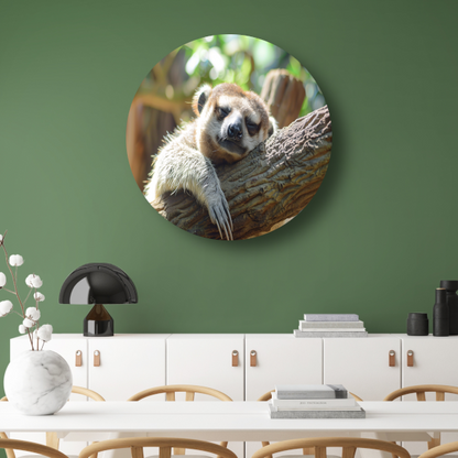 Vreedzame luiaard slapend in het zonlicht aluminium muurcirkel