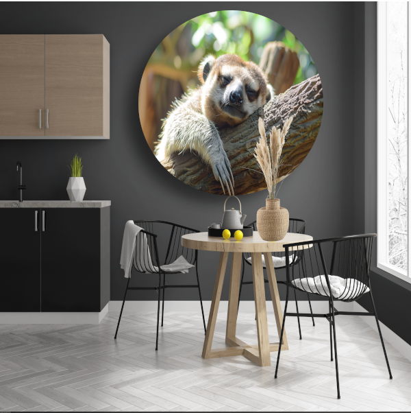 Vreedzame luiaard slapend in het zonlicht aluminium muurcirkel