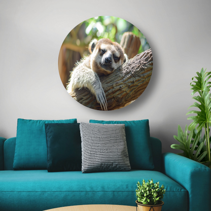 Vreedzame luiaard slapend in het zonlicht aluminium muurcirkel