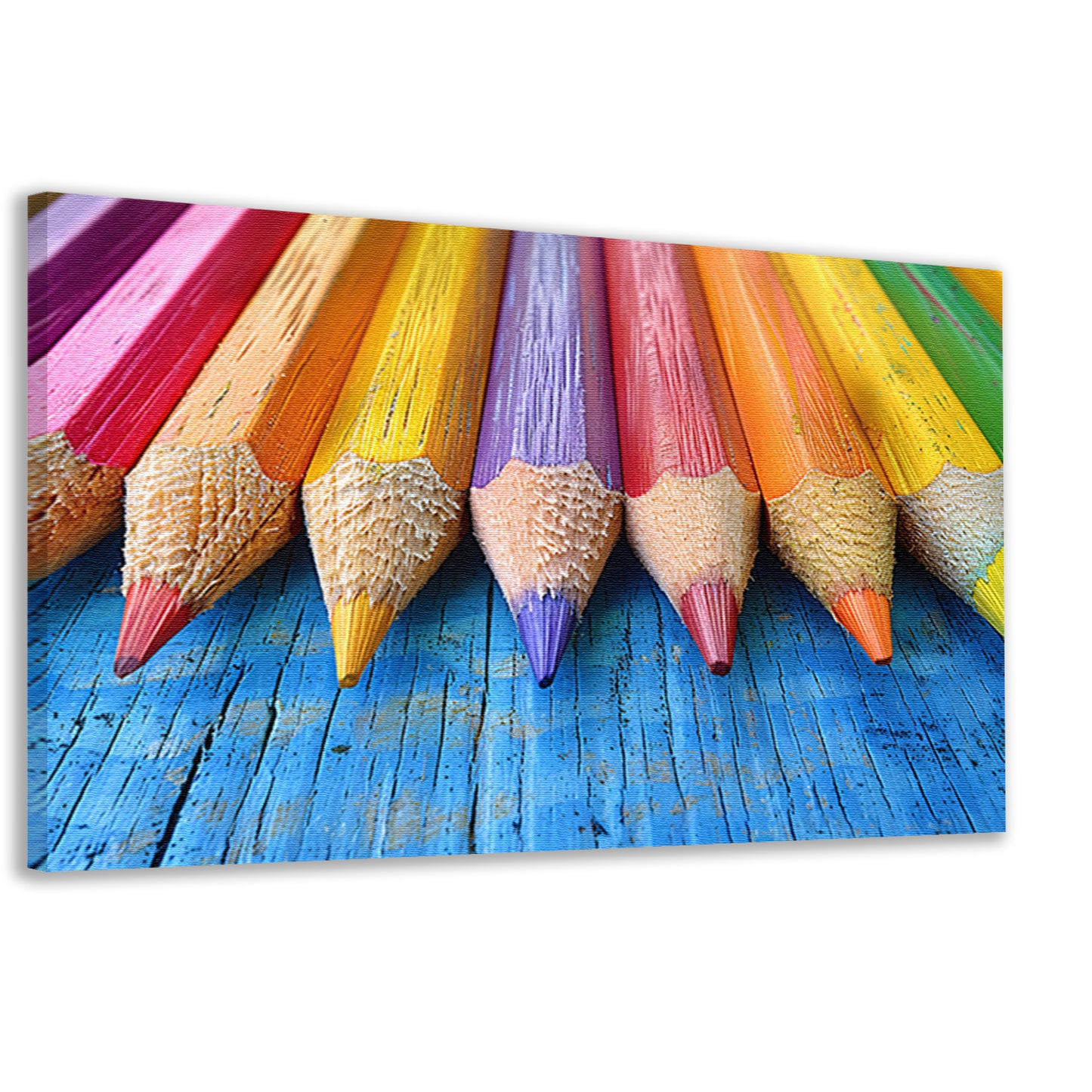 Kleurpotloden op houten achtergrond canvas