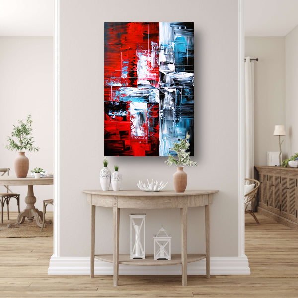 Abstract modern schilderij met dynamische kleuren poster