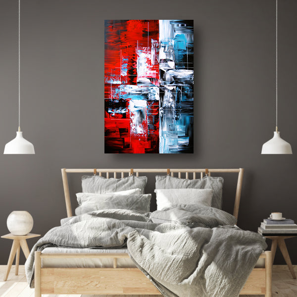 Abstract modern schilderij met dynamische kleuren canvas