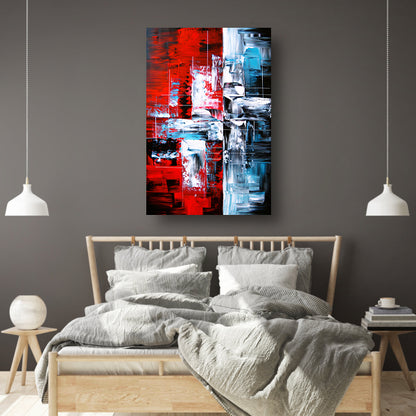 Abstract modern schilderij met dynamische kleuren poster