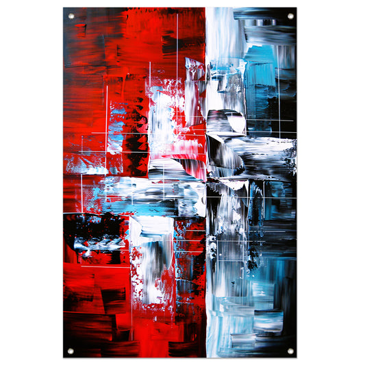Abstract modern schilderij met dynamische kleuren tuinposter