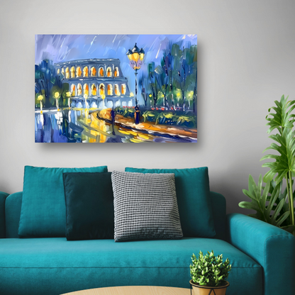 Colosseum Nachtlandschap canvas met baklijst