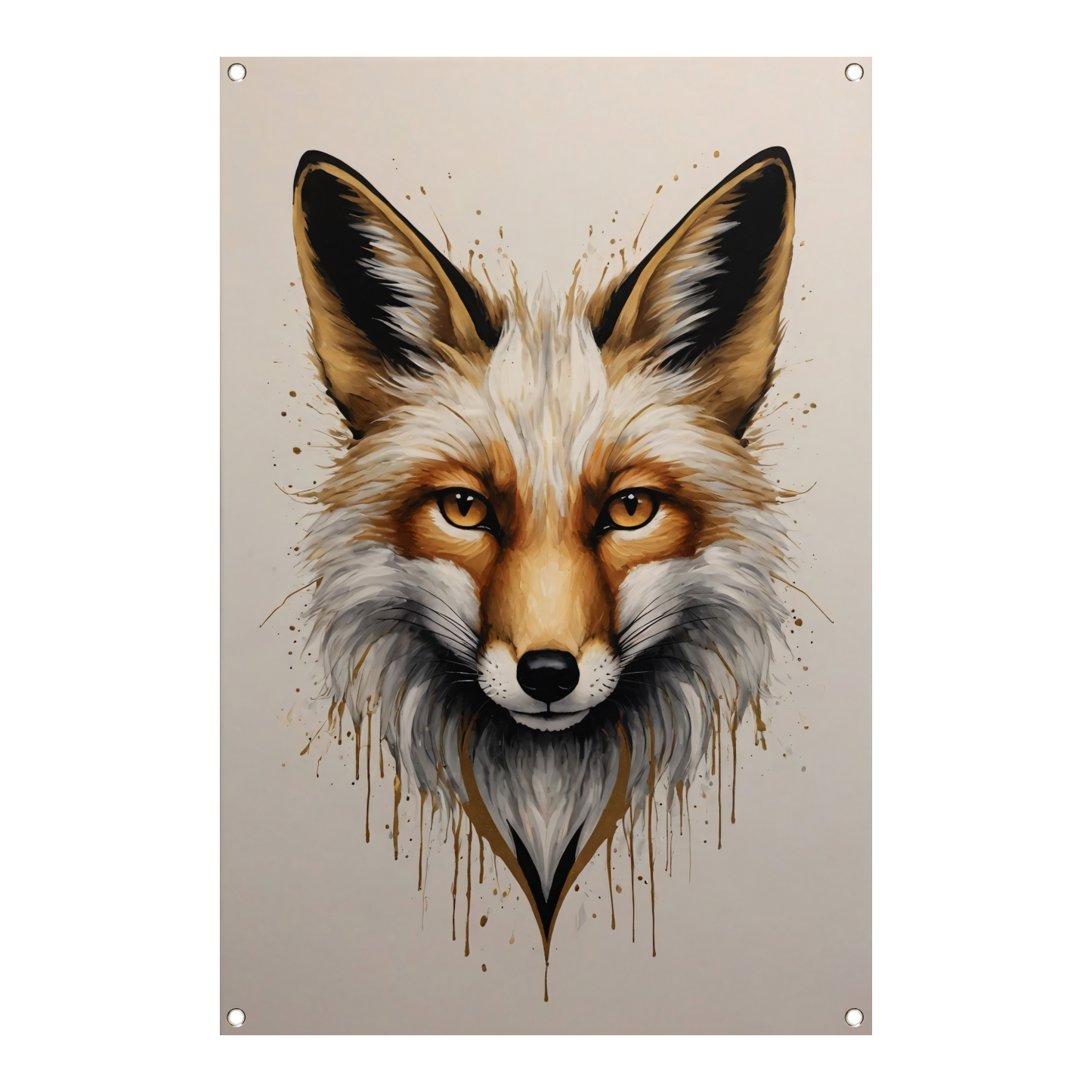 Modern Fox Portrait with Dynamic Splashes tuinposter