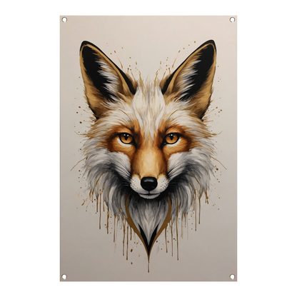 Modern Fox Portrait with Dynamic Splashes tuinposter