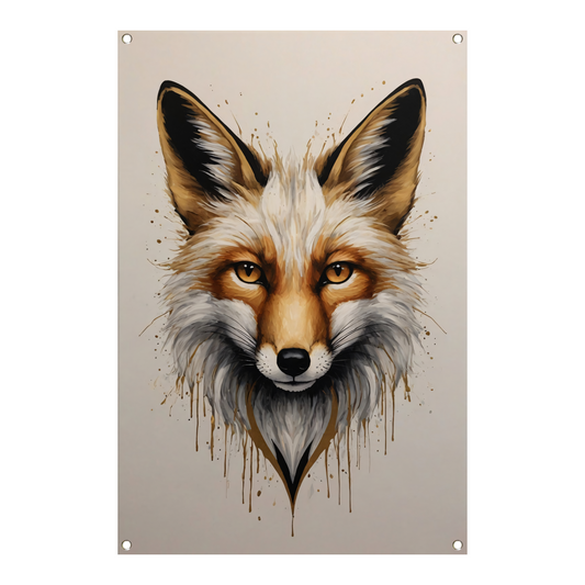 Modern Fox Portrait with Dynamic Splashes tuinposter