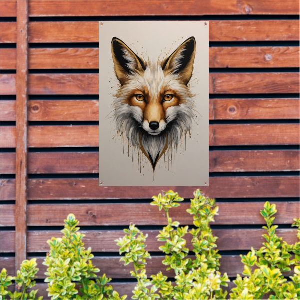 Modern Fox Portrait with Dynamic Splashes tuinposter
