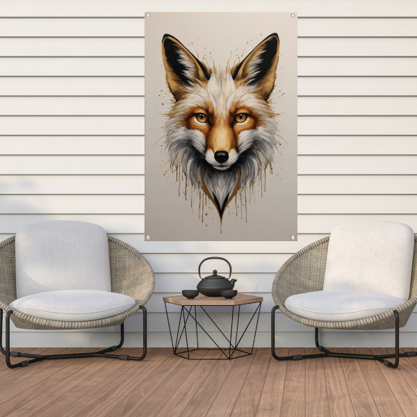 Modern Fox Portrait with Dynamic Splashes tuinposter