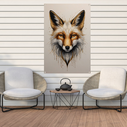 Modern Fox Portrait with Dynamic Splashes tuinposter