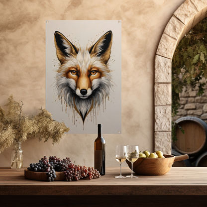 Modern Fox Portrait with Dynamic Splashes tuinposter