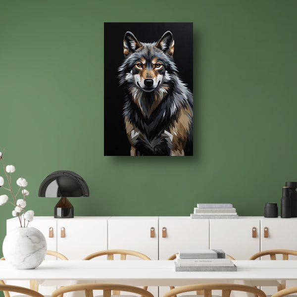 Stoic Wolf in Monochrome Digital Art canvas