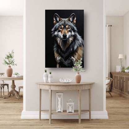 Stoic Wolf in Monochrome Digital Art canvas