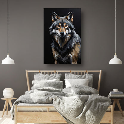 Stoic Wolf in Monochrome Digital Art canvas