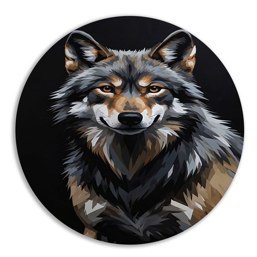 Stoic Wolf in Monochrome Digital Art forex muurcirkel