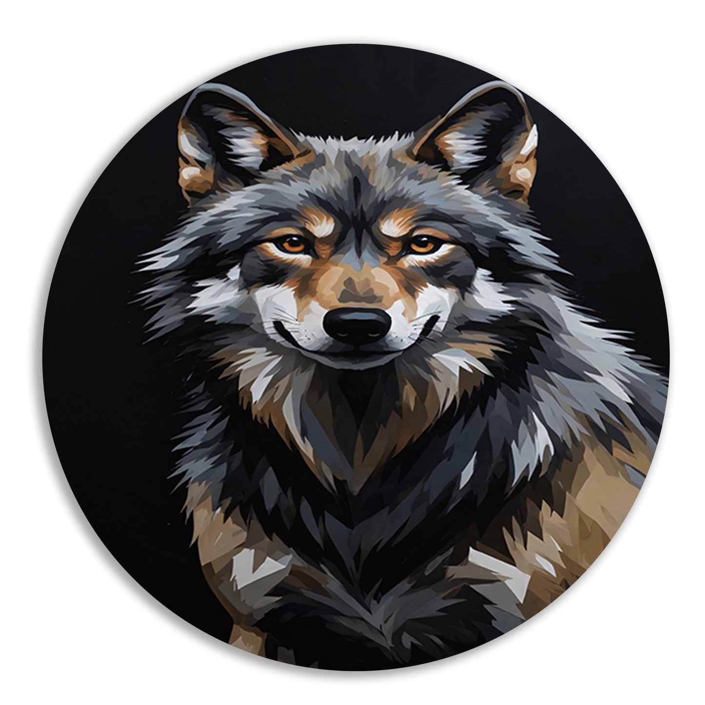 Stoic Wolf in Monochrome Digital Art aluminium muurcirkel