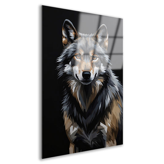 Stoic Wolf in Monochrome Digital Art Acrylglas