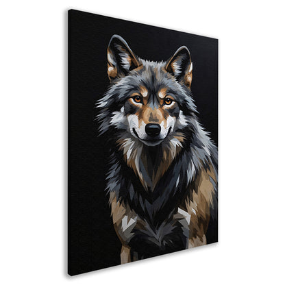 Stoic Wolf in Monochrome Digital Art canvas