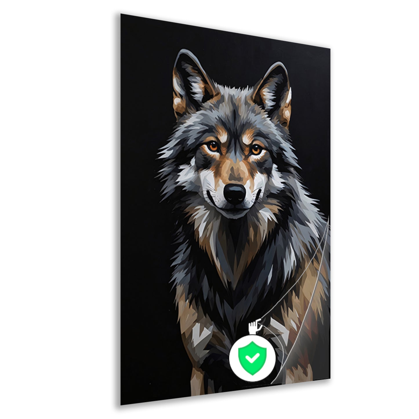 Stoic Wolf in Monochrome Digital Art poster