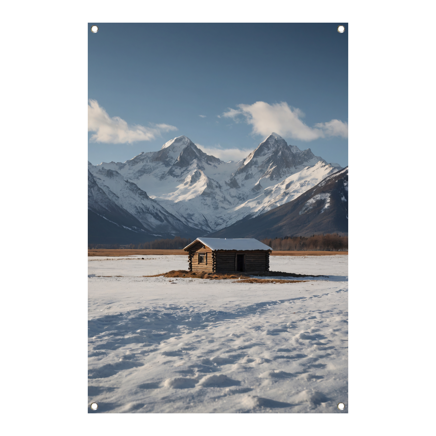 Solitaire Hut tegen Sneeuwbergen Panorama tuinposter