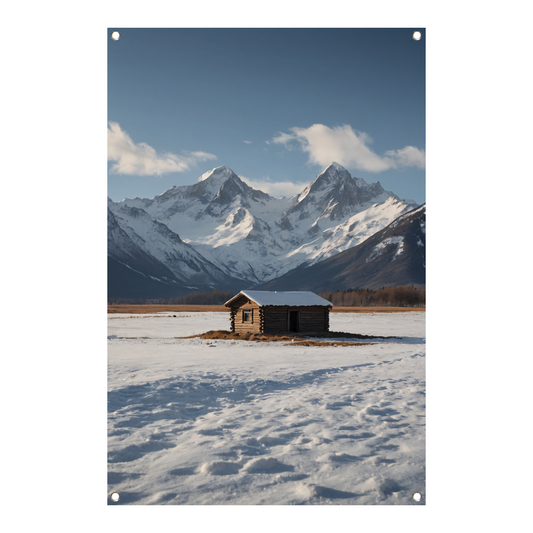 Solitaire Hut tegen Sneeuwbergen Panorama tuinposter