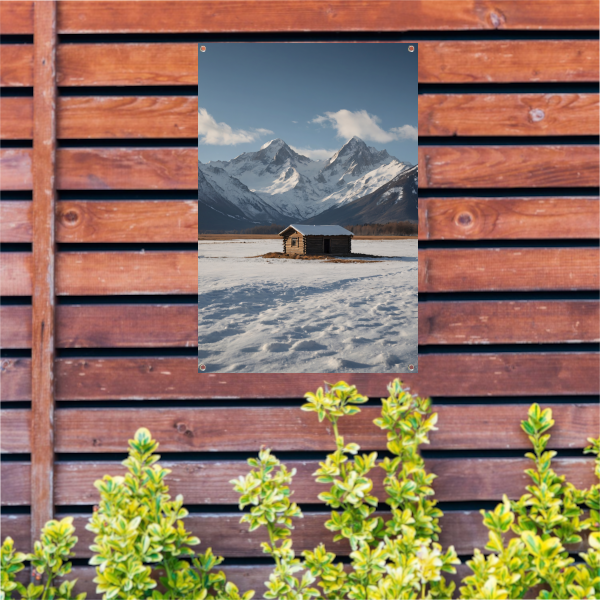 Solitaire Hut tegen Sneeuwbergen Panorama tuinposter