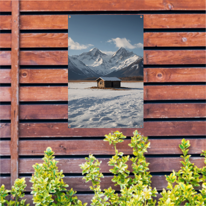 Solitaire Hut tegen Sneeuwbergen Panorama tuinposter