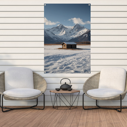 Solitaire Hut tegen Sneeuwbergen Panorama tuinposter