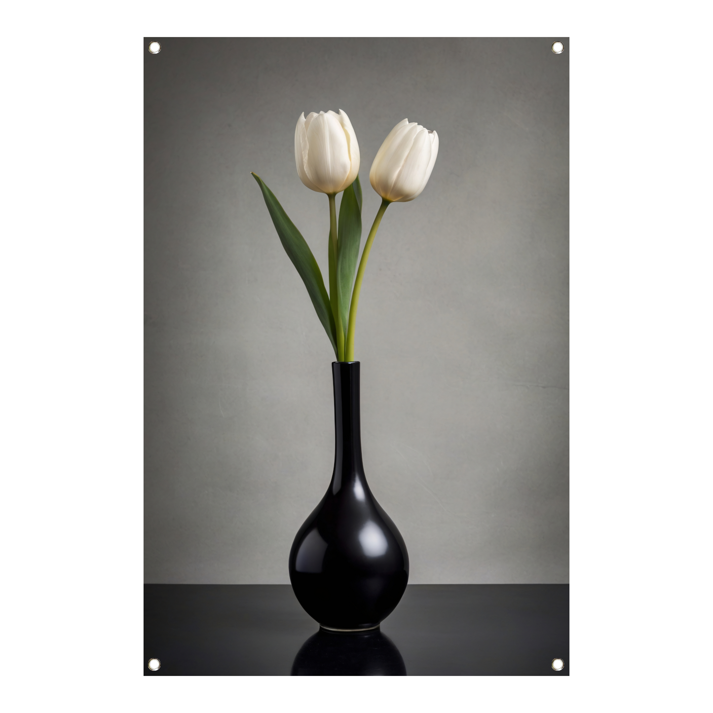 Minimalistische Witte Tulpen in Zwarte Vaas tuinposter