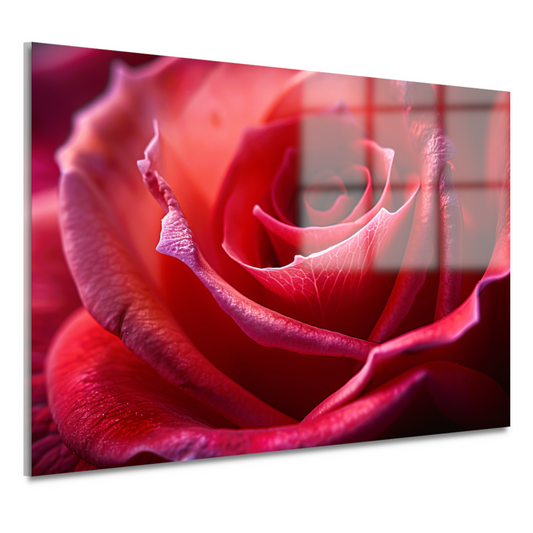 Elegante rode roos in volle bloei close-up acrylglas